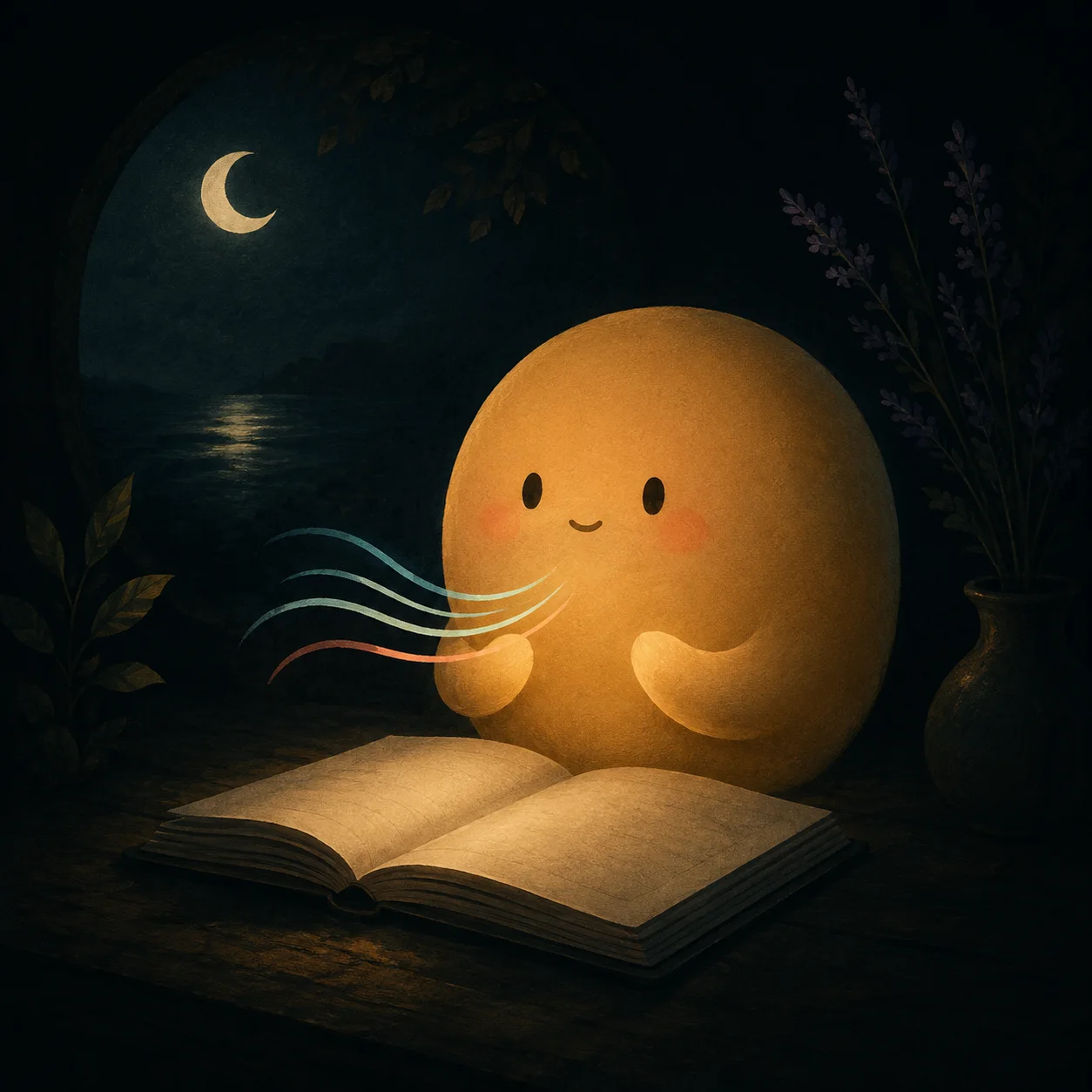 昼昼在夜色中陪伴呼吸与书写练习